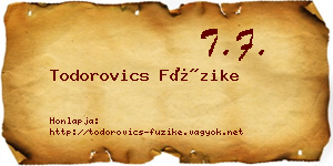 Todorovics Füzike névjegykártya